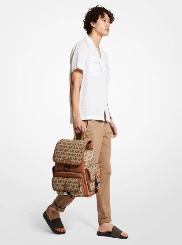 Panske Batohy Michael Kors Hudson Logo Béžové Viacfarebný - Tasky Michael Kors Obchod | XITBZ-8467